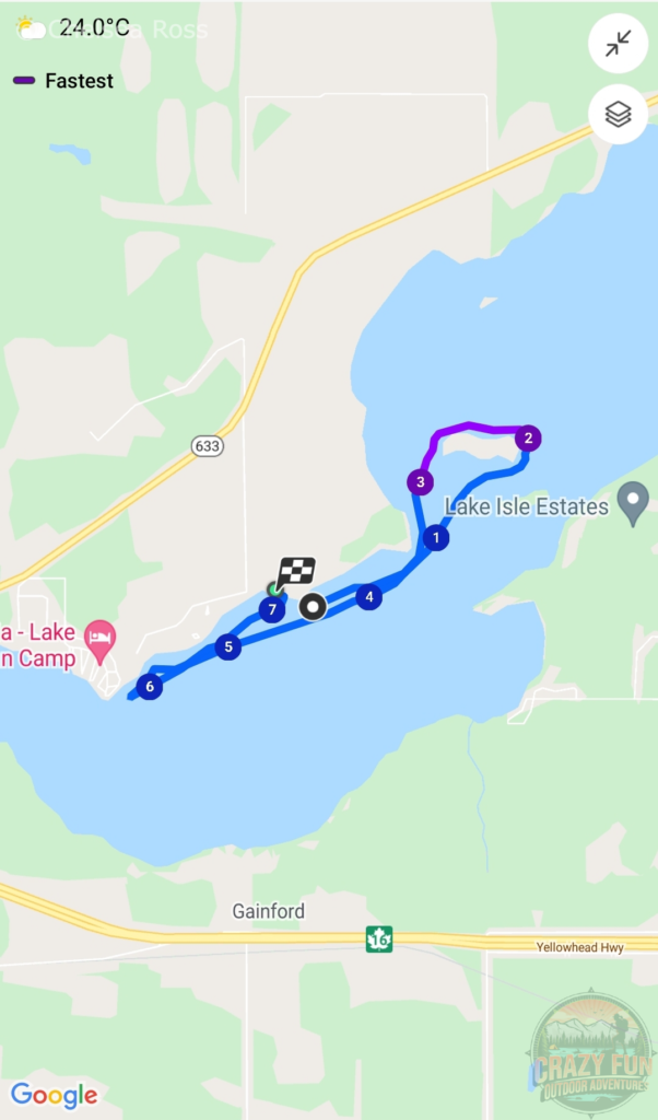 Map of the third loop I took leaving Lake Isle Kayaking Adventures.