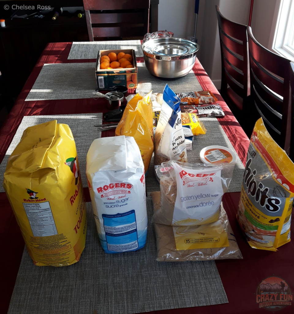 Date Ideas for Valentine's Day: Bake Cookies. Baking ingredients are put on the dinning room table for easy access to bake cookies. 