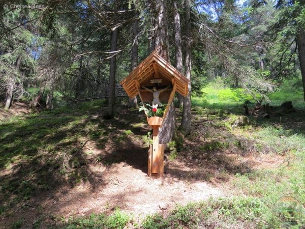 Jesus statues are found along side trails in northern Italy.