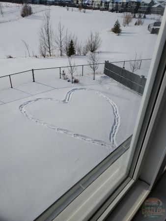 A heart made in the snow.