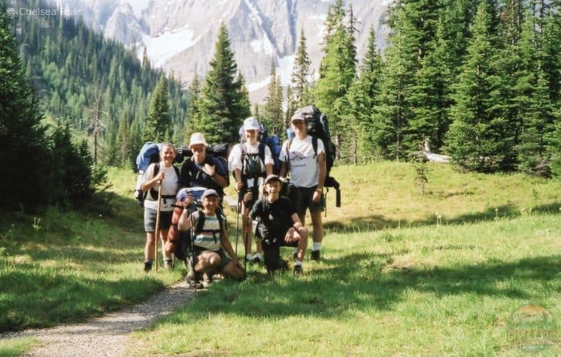 Love for the outdoors backpacking the Rockwall trail. We took a selfie of our family.