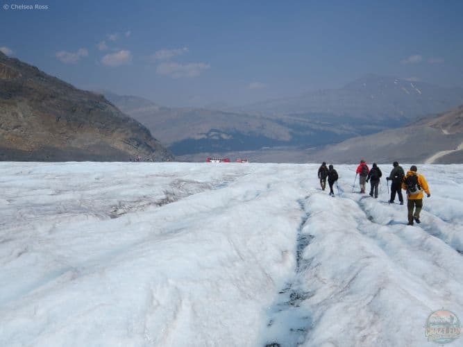 We are reaching the Ice Explorers as we descend the glacier. 