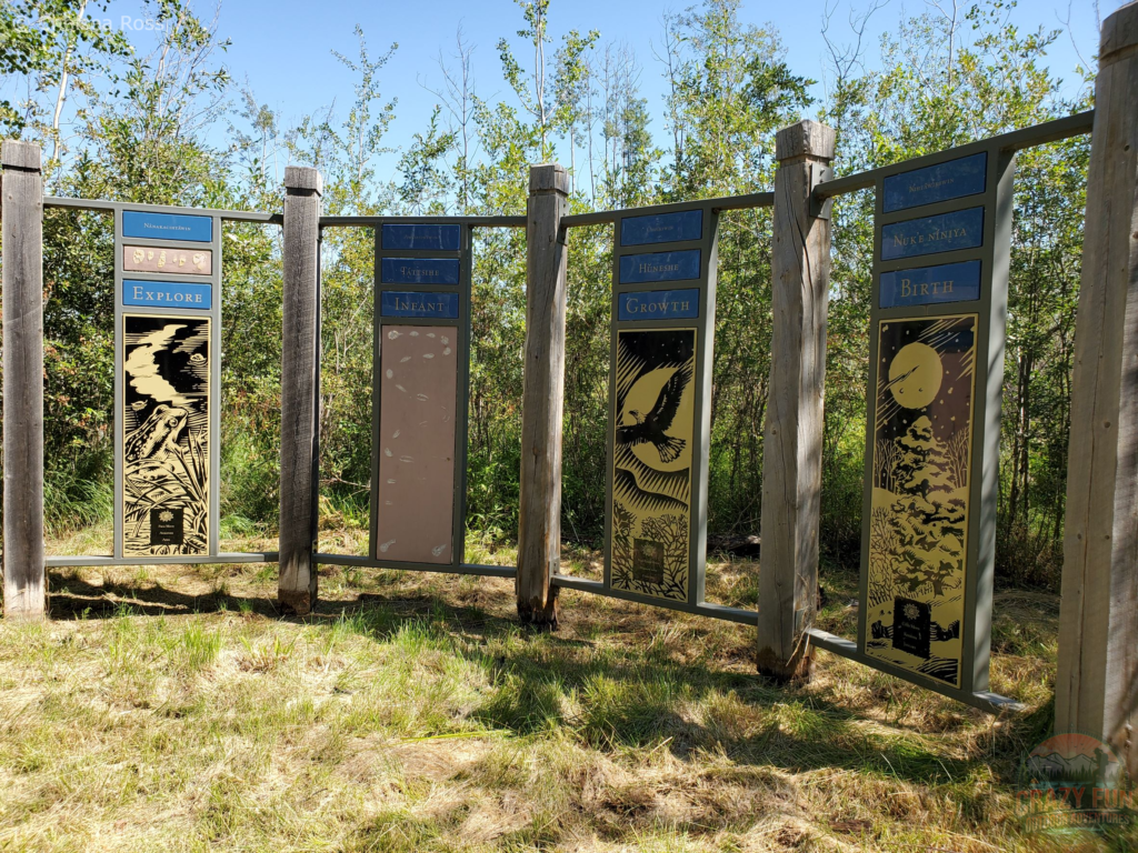 Hiking trails in Fort McMurray include Sagow Pematosow which represents the circle of life through Cree words and pictures.  
