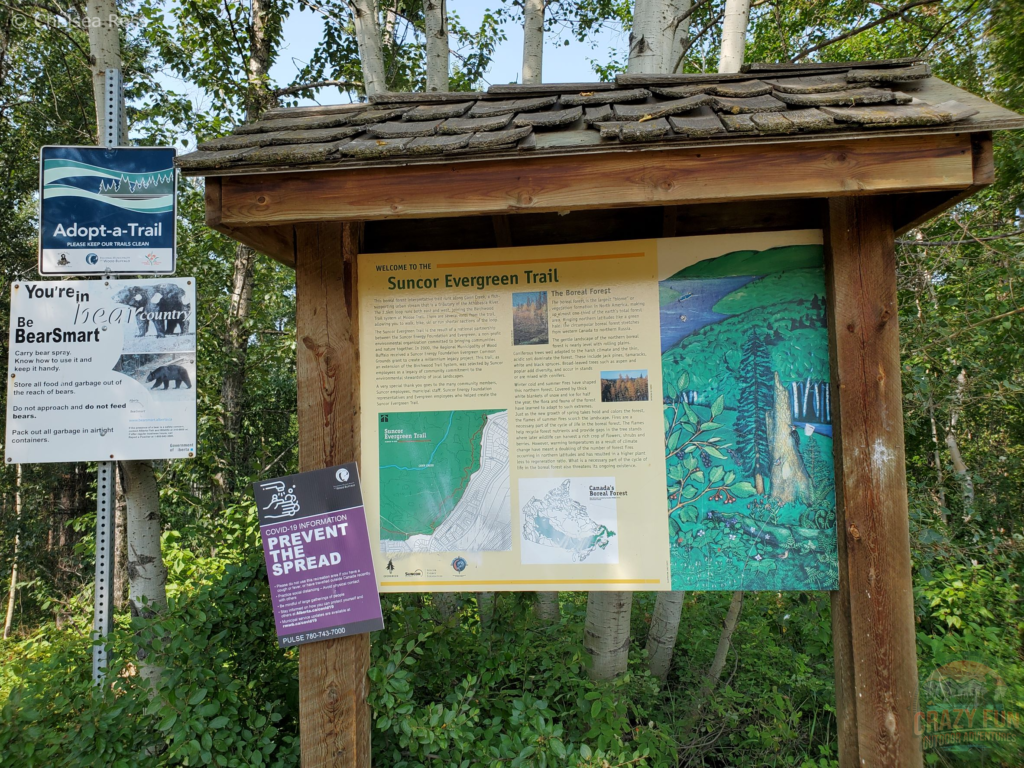 A sign of Birchwood hiking trails in Fort McMurray.