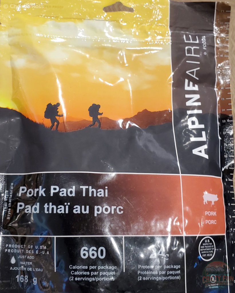 West Coast Trail food is pre-packaged Pork Pad Thai.