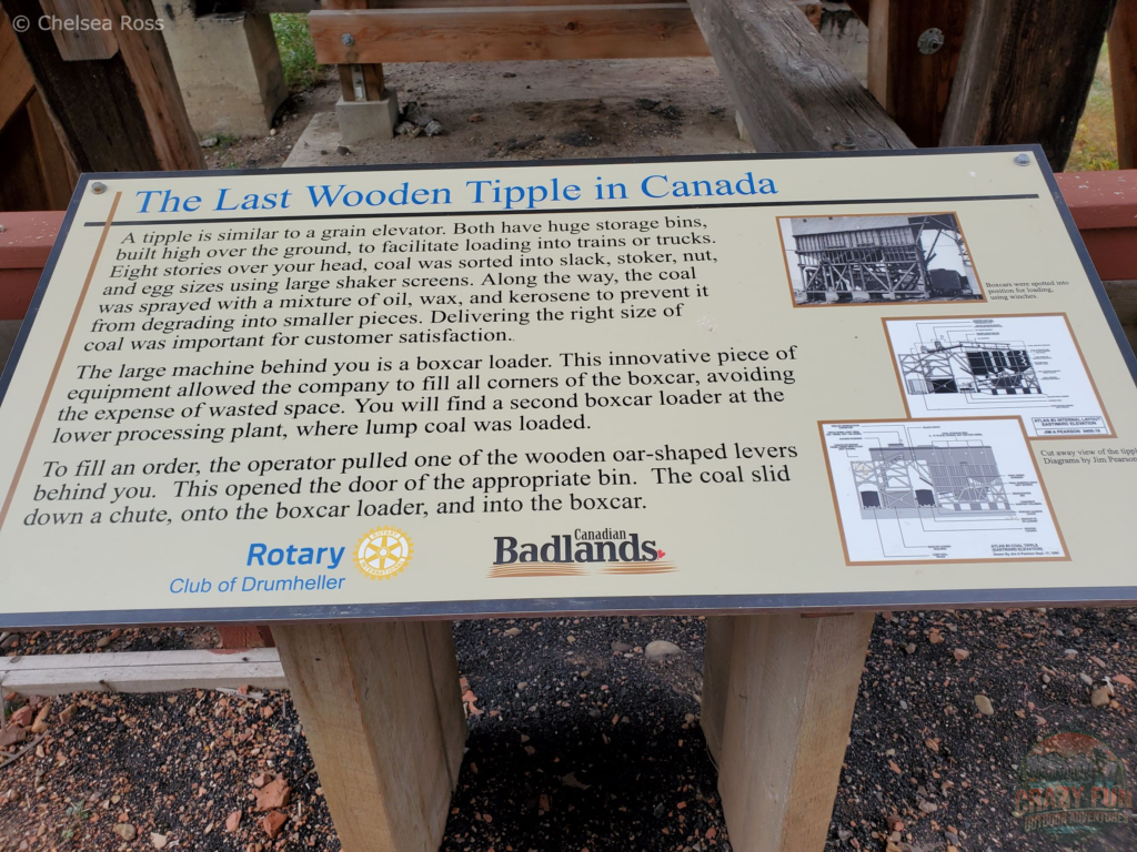 Sign explaining the last wooden tipple in Canada.