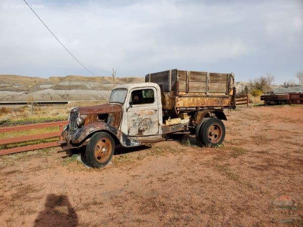 Old truck in the field.