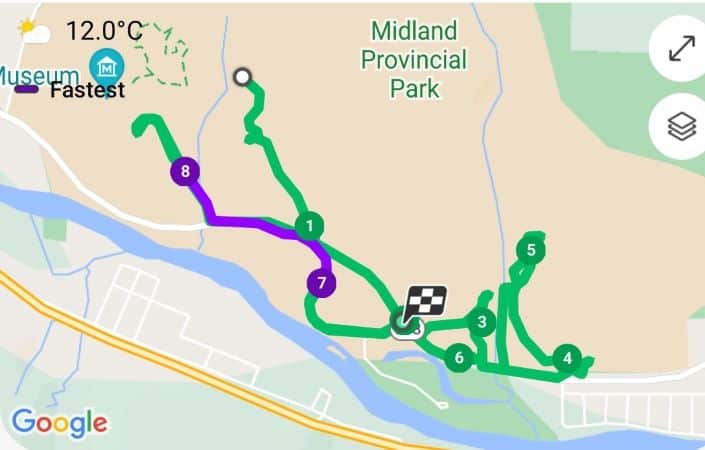 A map showing The Badlands Interpretive Trail on one of the best Drumheller hikes.