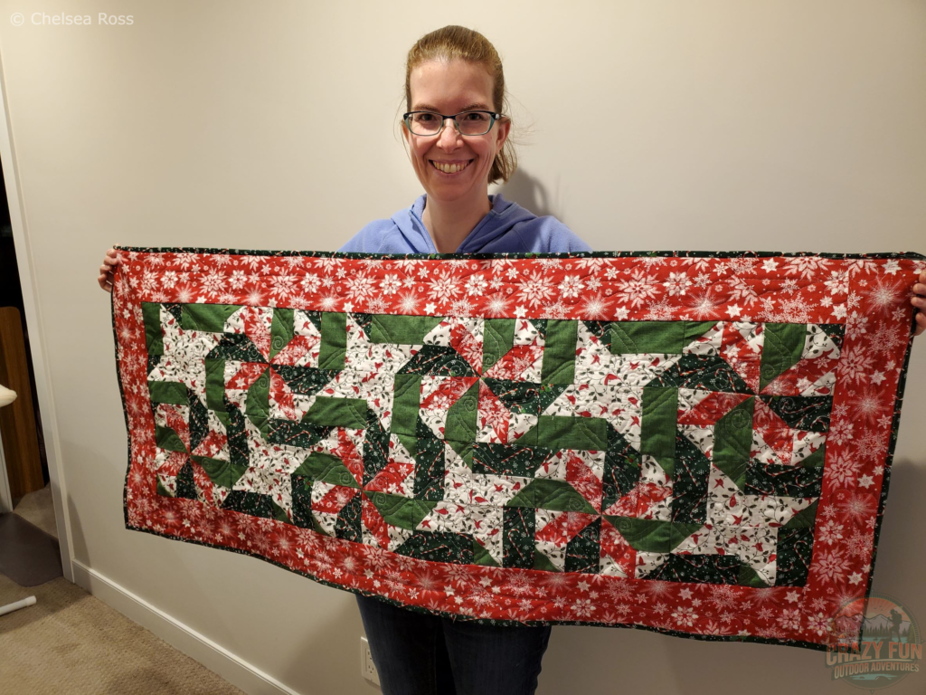 Focus on what matters like slowing down and enjoy doing your hobbies again. I made a Christmas table runner in this picture that I'm very proud to have finished. 