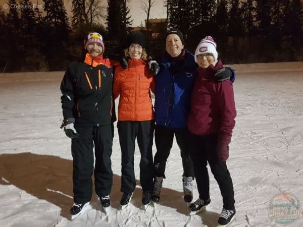 Family quality time at Christmas is skating at Bowness pond in Calgary. 