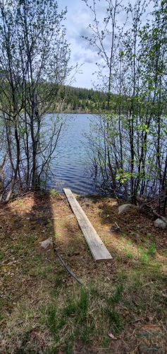 The wooden plank indicating to scuba divers where to enter with their canoes.