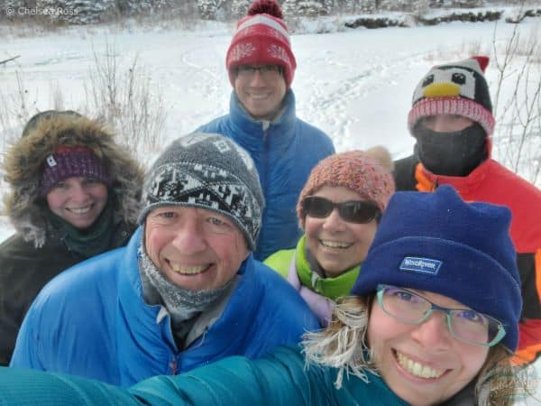 Family quality time at Christmas includes a walk in Fish Creek park at -30°. 