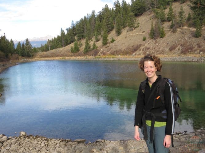 Lady standing in front of the second lake.