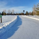 Places to skate near me include Jubilee Park in Spruce Grove. Showing the wide skating pathway.