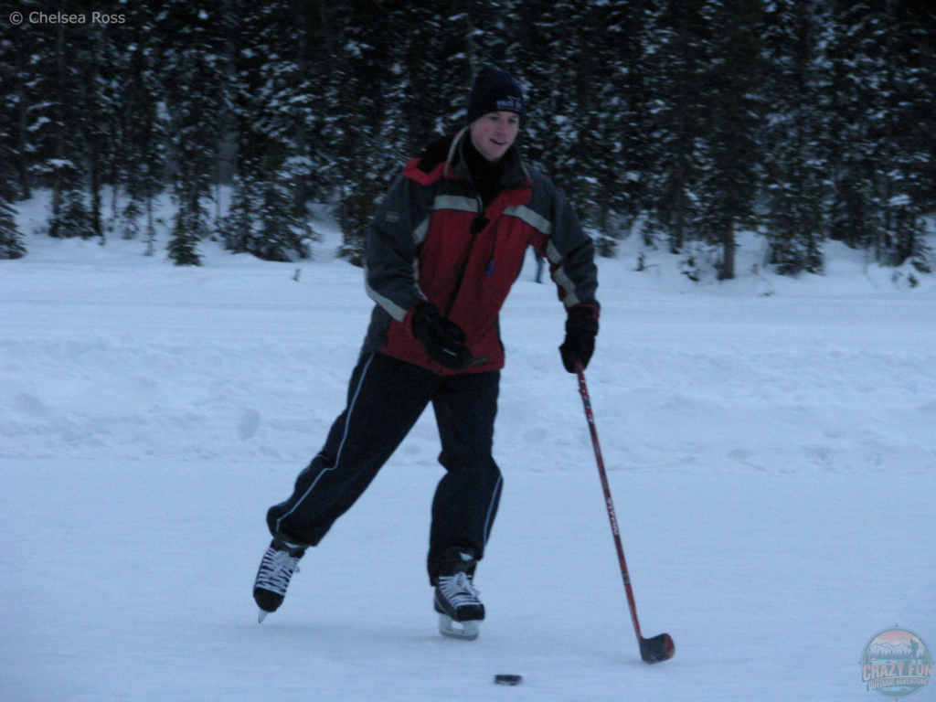 Scott playing hockey.