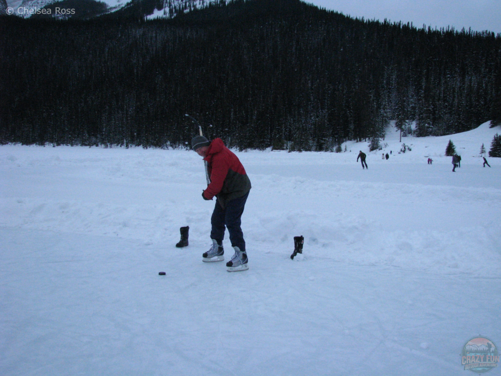 Dad is playing hockey.