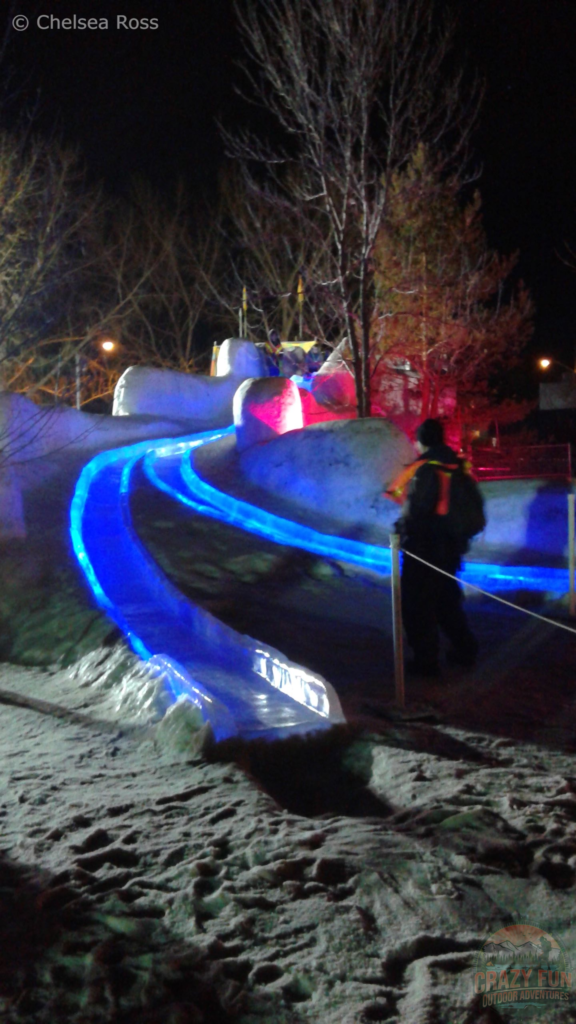 Ways to spend time outdoors: Flying Canoe Volant. A slide is lit up in blue. 