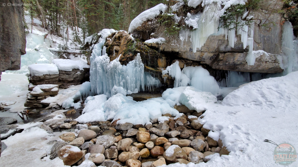 Showing the ice formations in the canyon starting to melt.