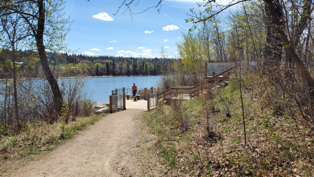 Waling along the river.