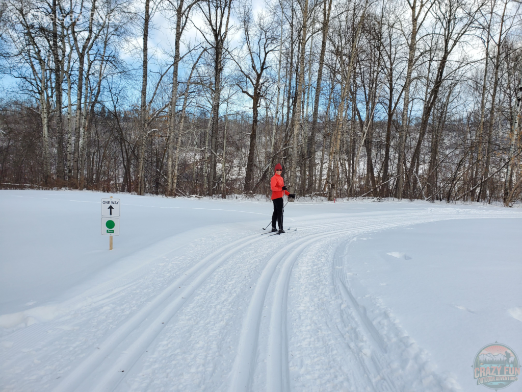 xc skiing near me with mom on the tracks in Devon.