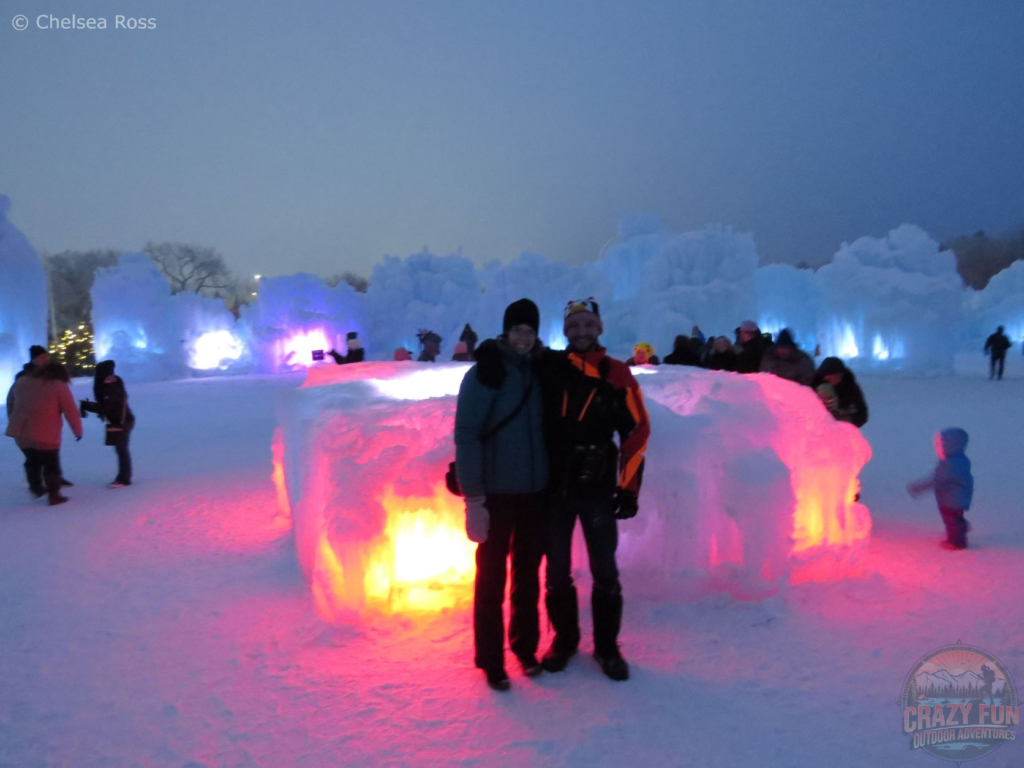 Kris and I in front of the ice castle.