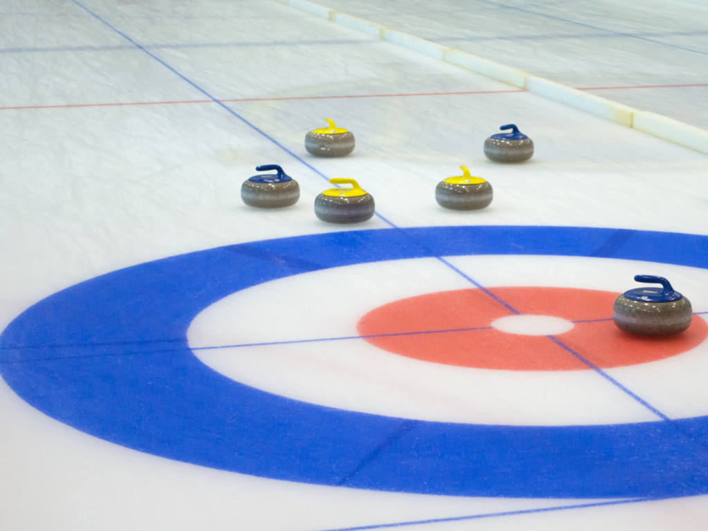 Ways to spend time outdoors: curling. A picture of a curling rink.