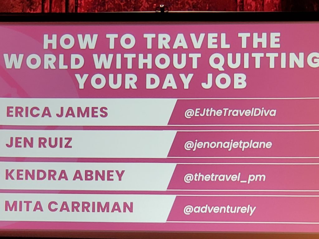 Women's Travel Fest: Action Plan provides ways to make additional income to my day job. This is a picture of the speakers. 
