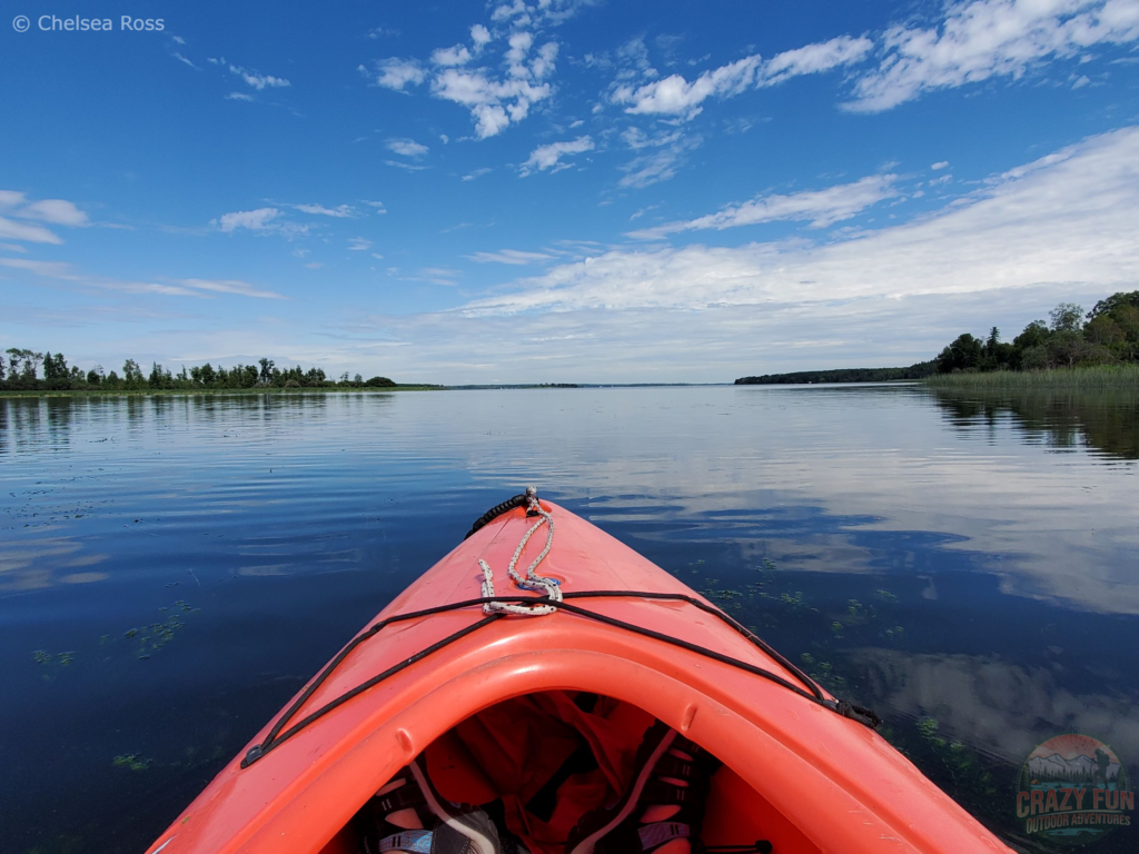 Beautiful view of Isle Lake and the tip of my red kayak.