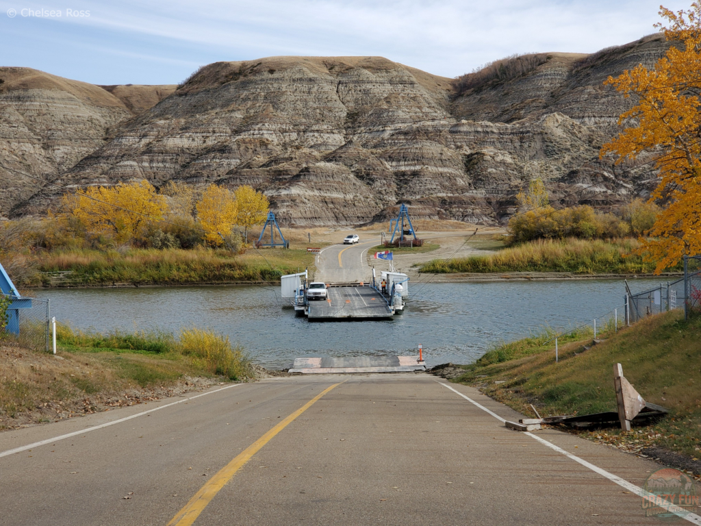 Ferry crossing the Red Deer River.