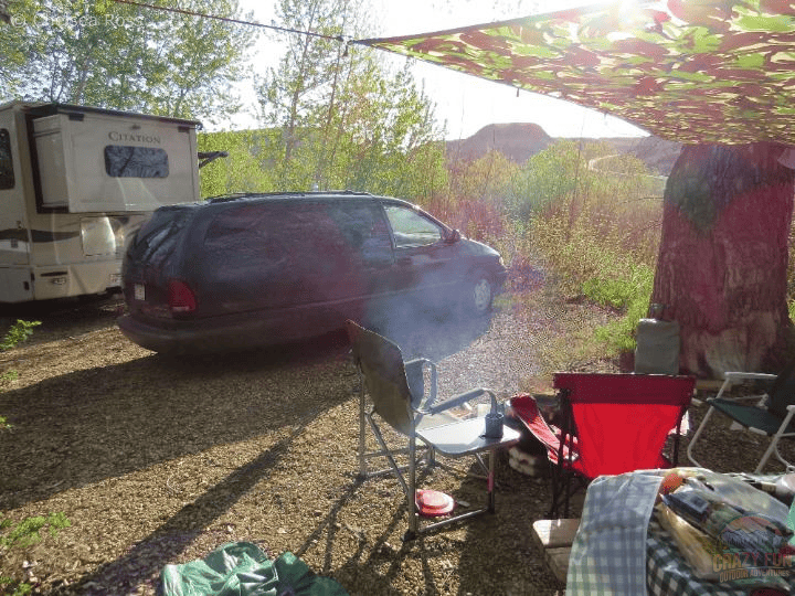 Unique Camping Alberta: Looking at our Bleriot Ferry campsite.