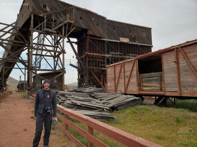 Man standing at the Atlas Coal Mine.