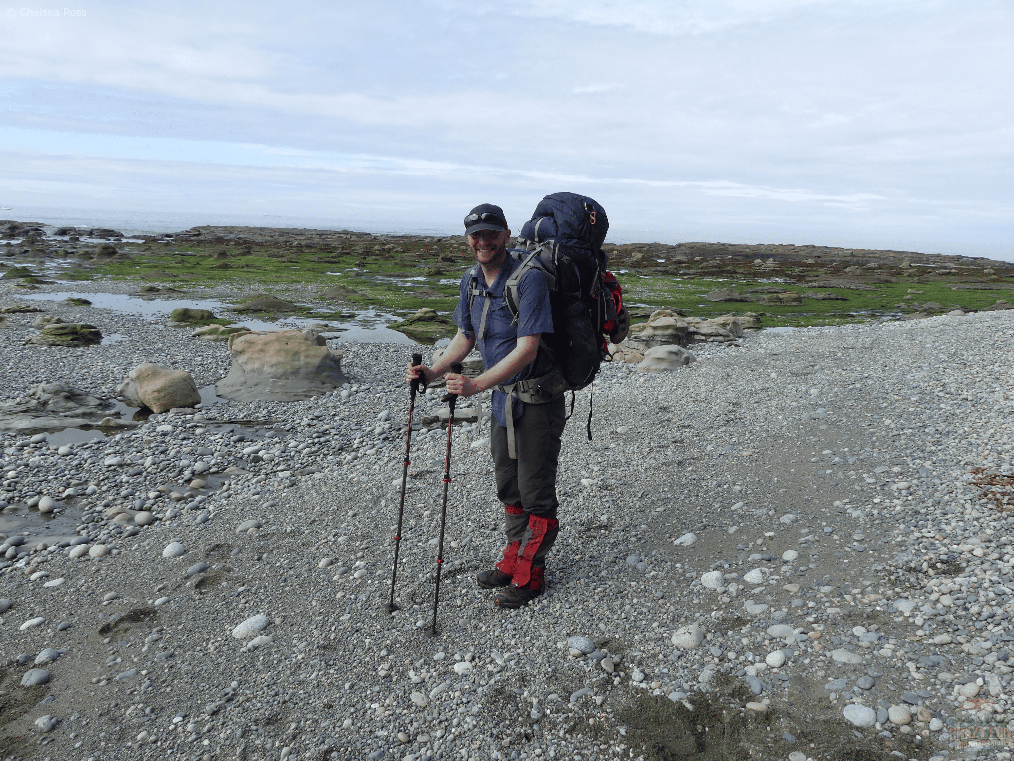 Wearing the red gaiters on the West Coast Trail.