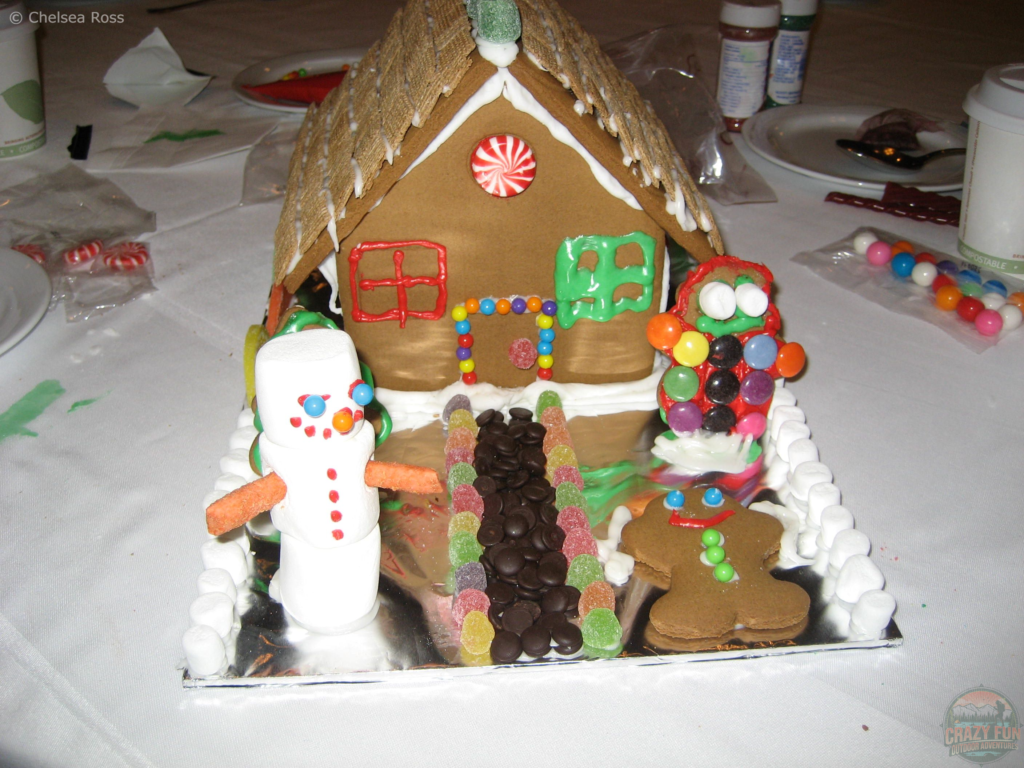 Enjoy decorating a gingerbread house on your winter wonderland Banff experience. 