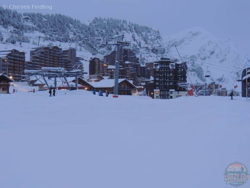 Showing the town before going downhill skiing in Avoriaz France.
