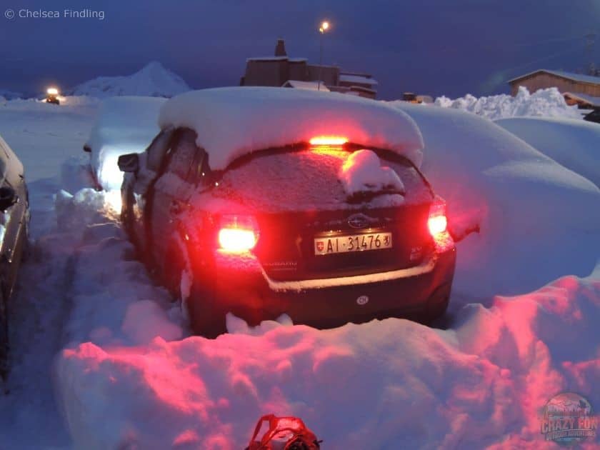 Vehicle covered in snow