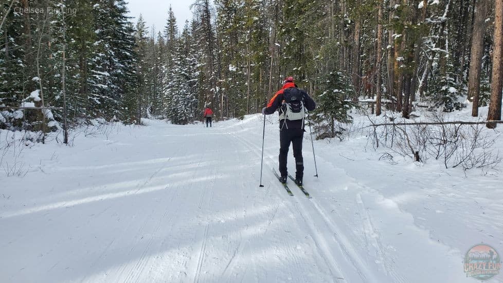 Gradual incline while skiing.