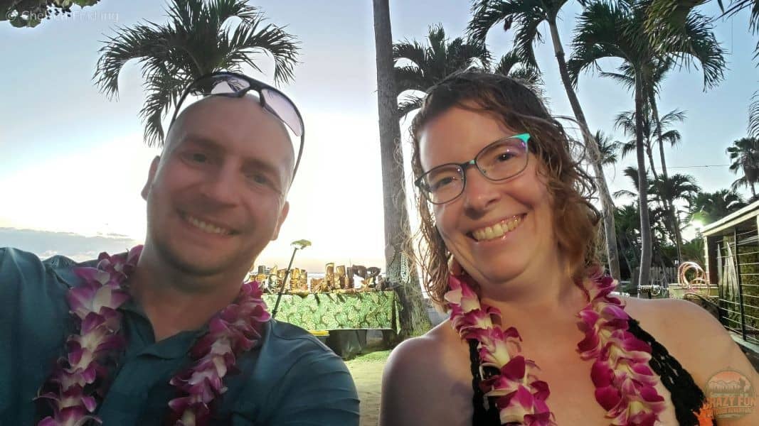 A selfie of a couple at a Lūʻau.