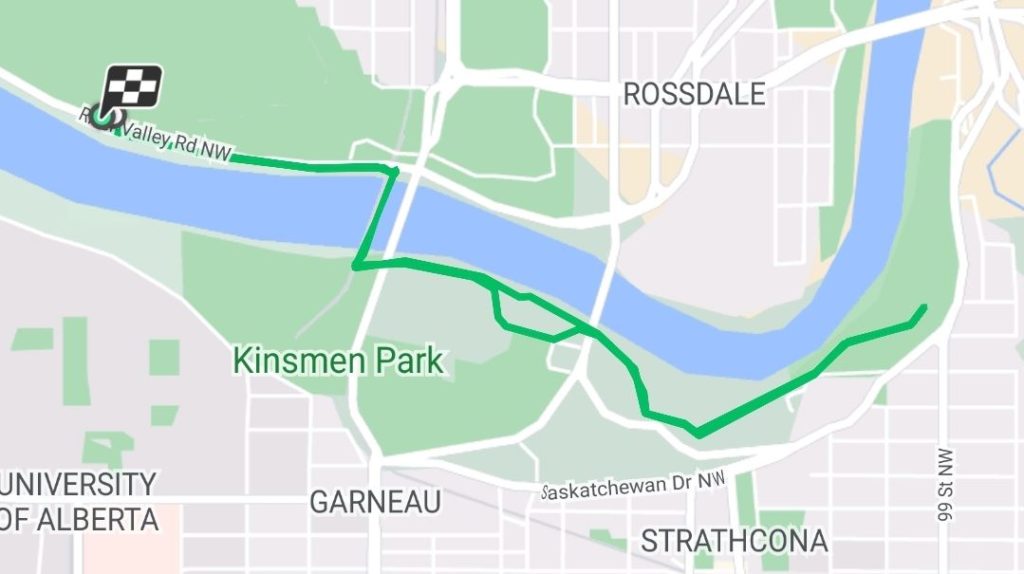 River valley trails along Kinsmen Park in Edmonton.