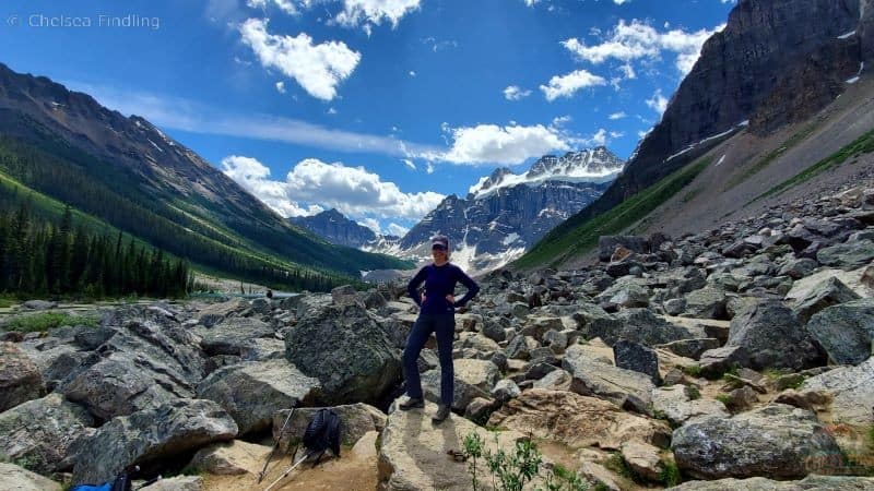 Hikes near Banff shows me on a rock pile near Consolation Lakes. 