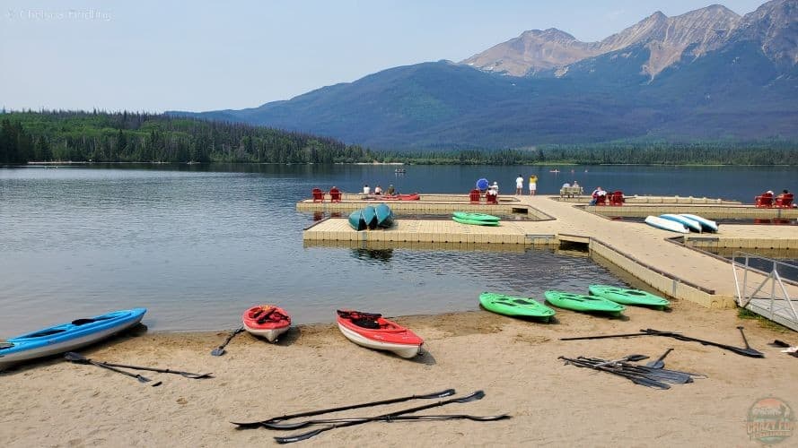 Kayaks next to the dock