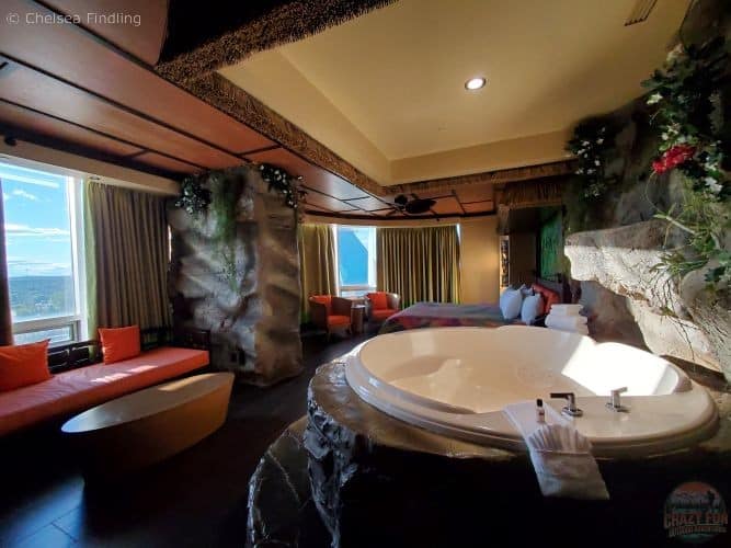 After Alberta day trips from Edmonton, head to Fantasyland Hotel in your Polynesian room. 