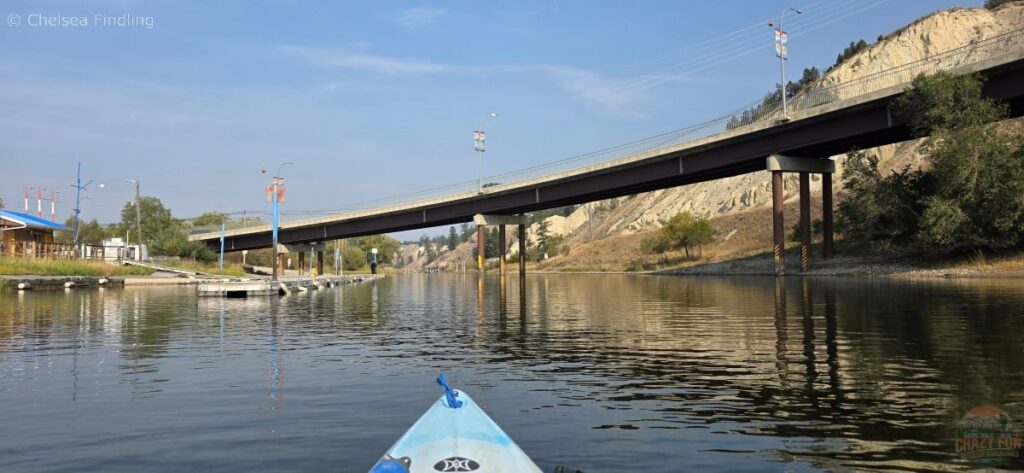 The view towards the wetlands past the bridge on the Columbia River. 