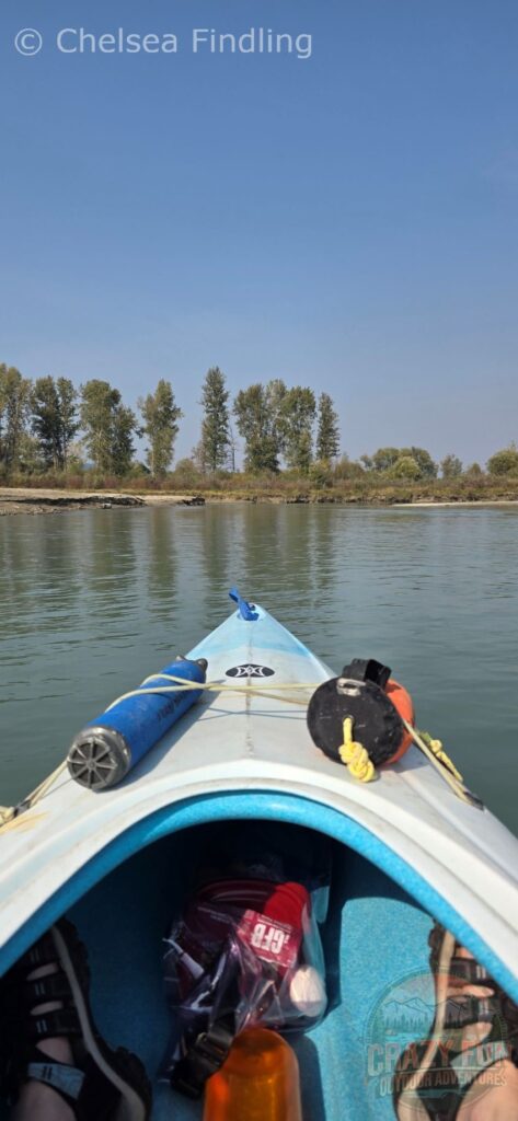 View ahead while paddling on the Columbia River.