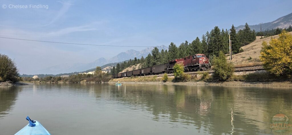 The CN train running alongside us as we paddled down the river.