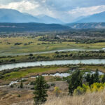 Panoramic view of the Columbia River from the Old Coach Trail, looking down on the same waters we paddled yesterday in Invermere, BC.