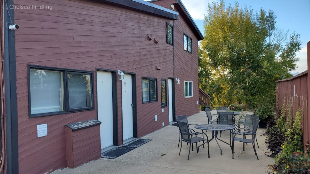 A pleasant courtyard is available at Bear Country Inn & Suites, offering a relaxing outdoor space to enjoy a snack or some fresh air after exploring the Canadian Rockies.