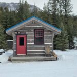 Warm-up huts along a the cross-country skiing trail in a mountain landscape at Nipika Mountain Resort.